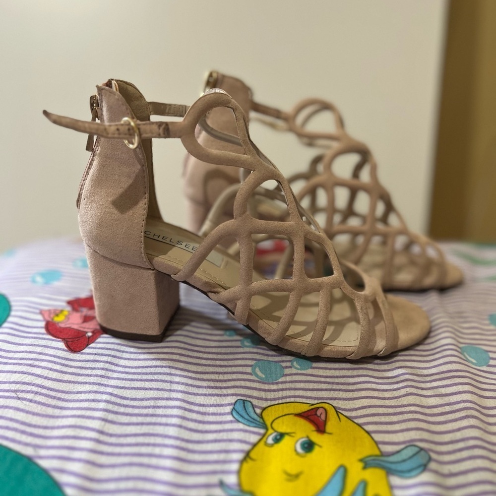 Beige Strappy Block Heel Sandals